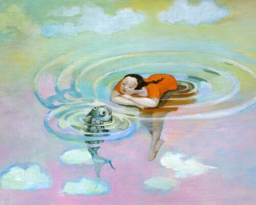 mujer-y-pez-en-el-agua