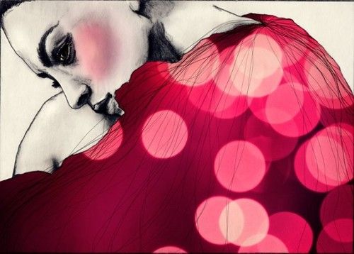 Femme-triste-rose