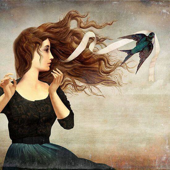 femme-oiseau-cheveux
