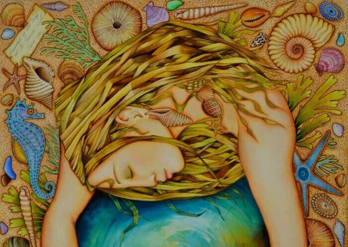 Femme-agrippee-a-un-globe-terrestre