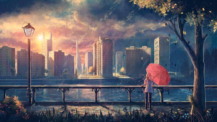 Femme-parapluie-rouge-au-parc