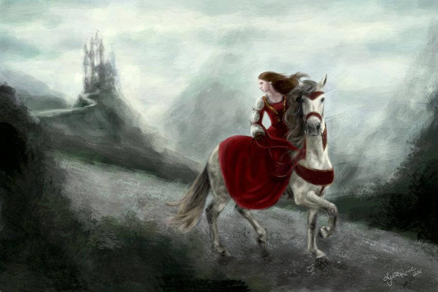 Mujer-montada-en-caballo-huyendo-de-la-tormenta