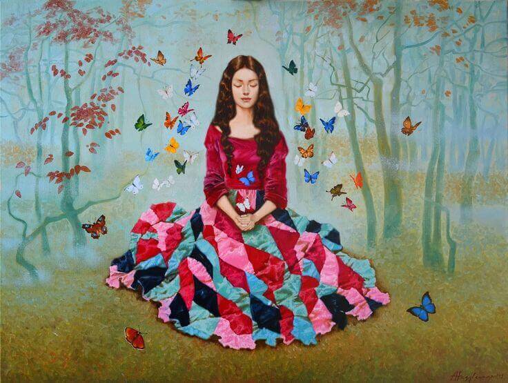 femme meditant dans la nature