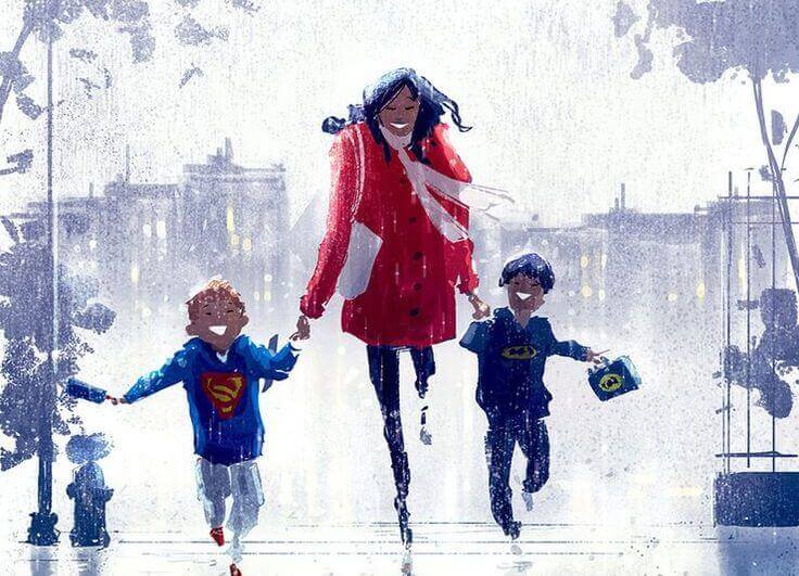 madre-corriendo-con-sus-dos-hijos