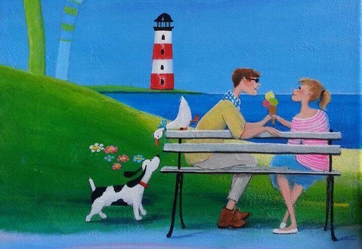 Couple-heureux-sur-un-banc-mentalement-fort