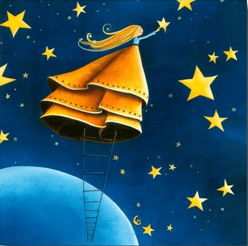 Niña-sonriendo-con-una-escalera-cogiendo-una-estrella