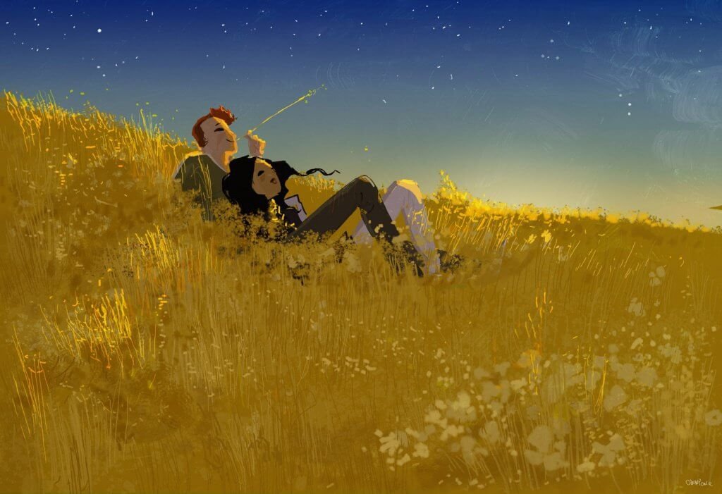 couple regardant les etoiles