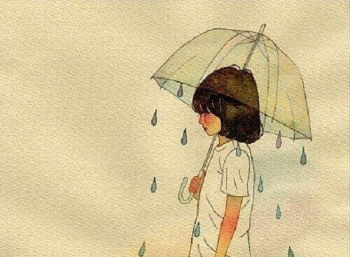 enfant sous la pluie