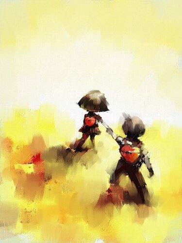 Amigos-caminando-agarrados-de-la-mano-con-mochilas