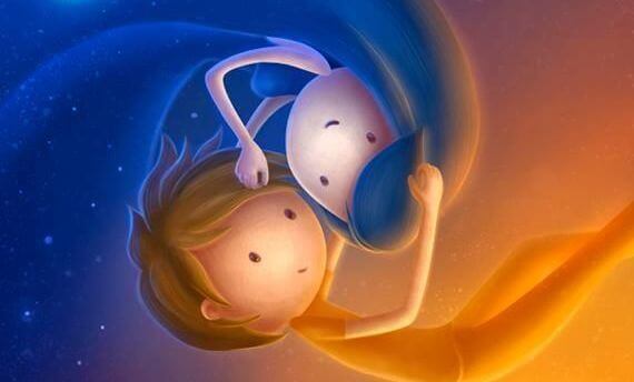 Deux-enfants-calin-symbolisant-jour-et-nuit