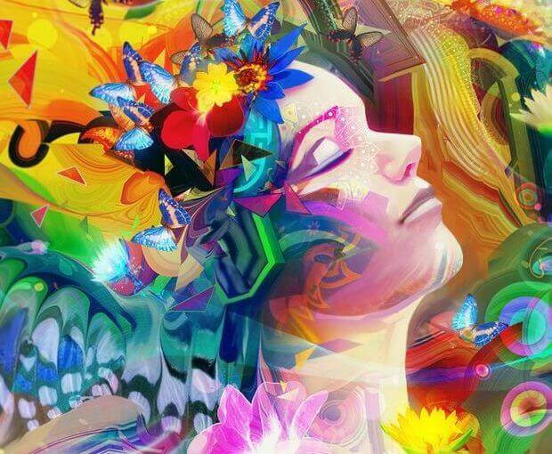 Femme-entouree-de-couleurs-plaisir-de-prendre-soin-de-soi