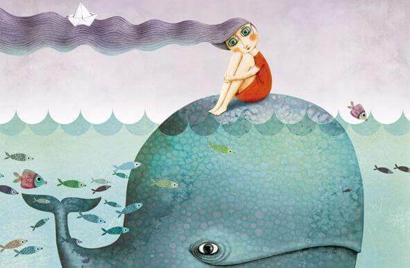 Fille-et-baleine-profitant-de-la-vie