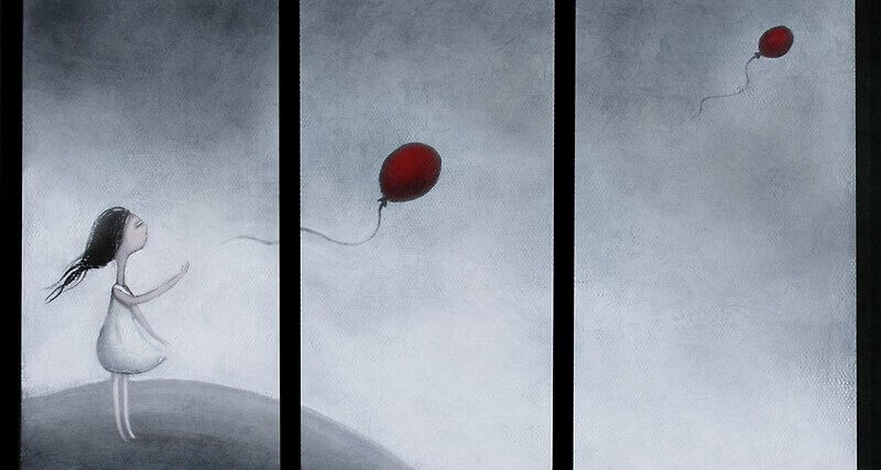 Fille-relachant-un-ballon-et-ses-tristesses