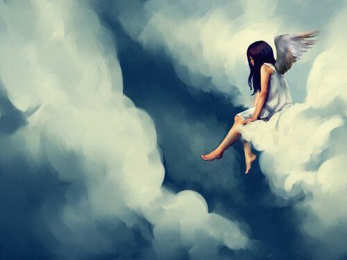 Fille-triste--dans-les-nuages