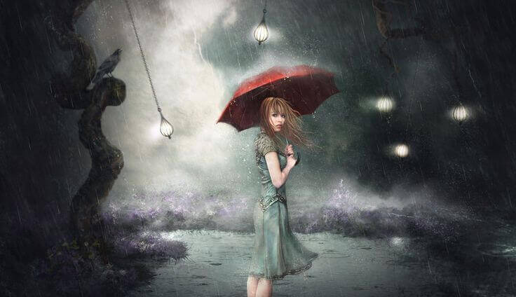 femme sous un parapluie