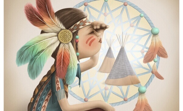 indienne regardant vers l'horixon