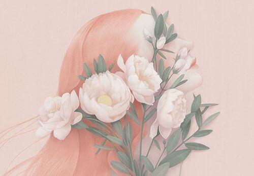 mujer-envuelta-en-flores-rosadas