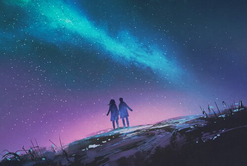 Couple-se-promenant-le-soir