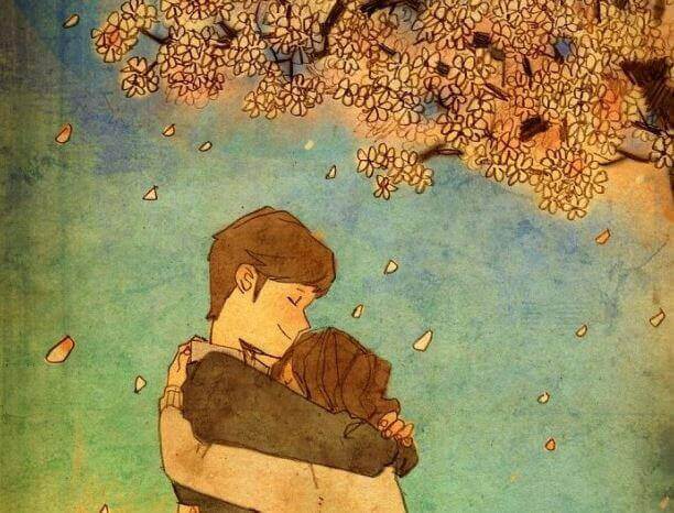 Couple-s-enlacant-pres-d-un-arbre
