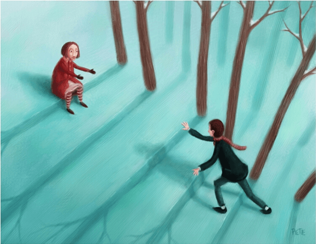 Couple-s'attendant-dans-un-bois