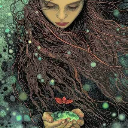 Femme-fleur-dans-ses-mains