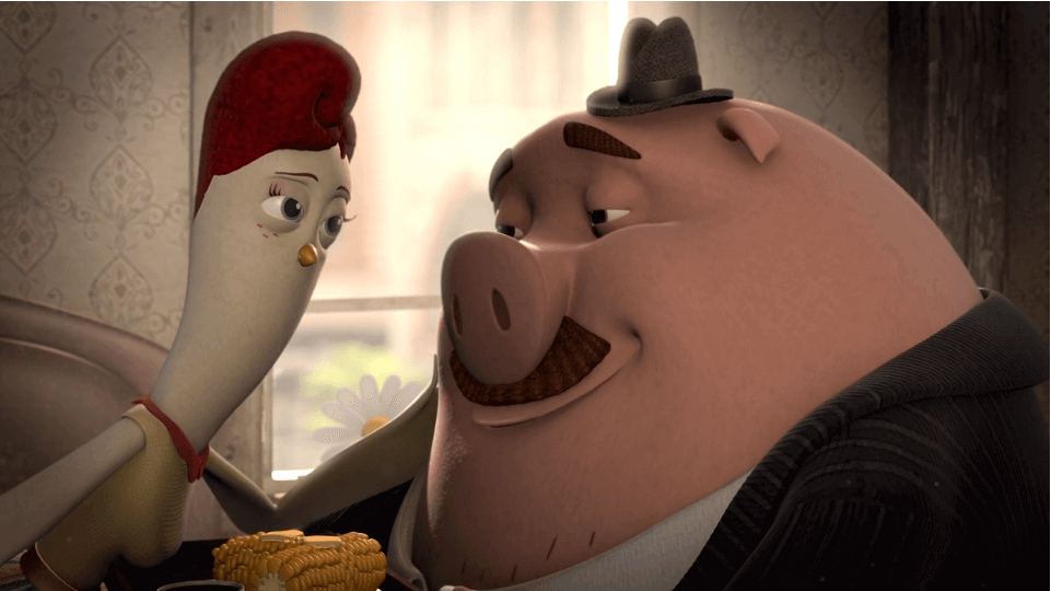Poule-et-cochon-se-regardant
