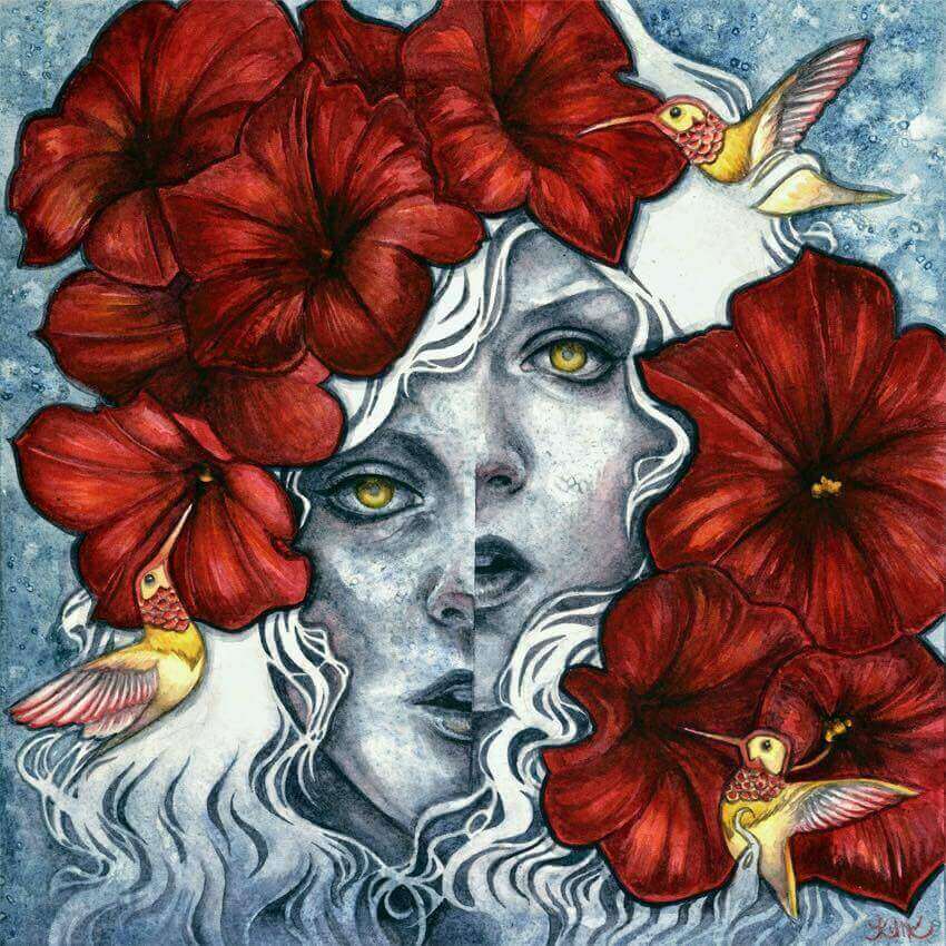 Visage-de-femme-fleurs-oiseaux