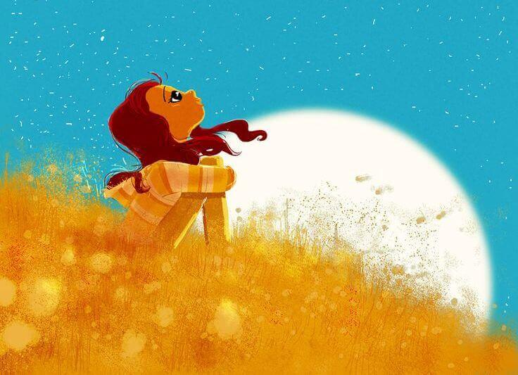 fille-sur-une-colline-orange