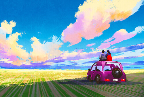 Couple-regardant-le-ciel