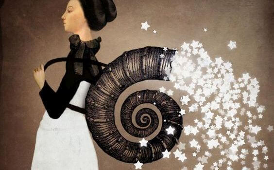 Femme-avec-escargot-dans-le-dos