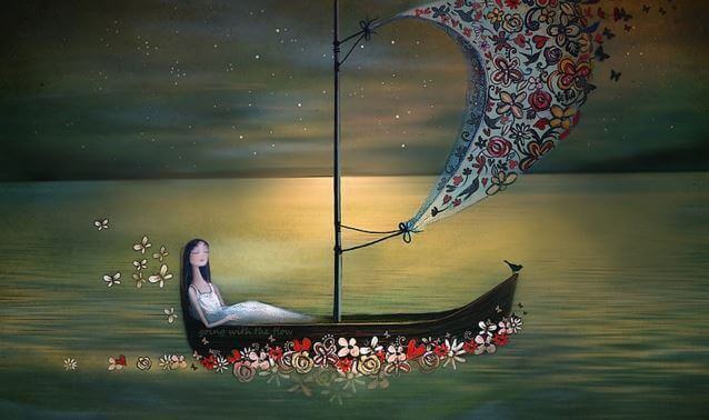 Femme-navire-naviguant-sur-des-fleurs