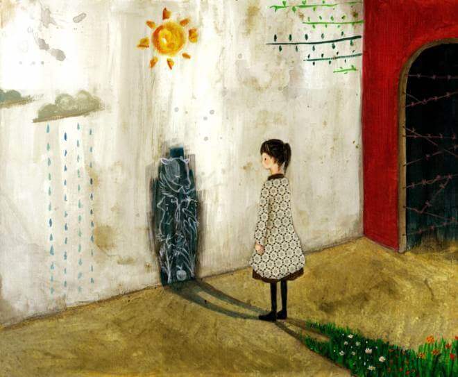 Fille-regardant-son-ombre