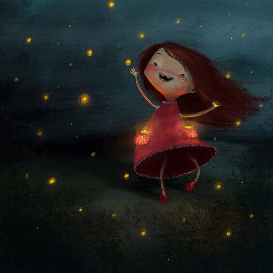 Fille-souriant-dans-les-etoiles