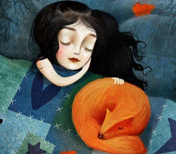 fille-dormant-avec-un-renard