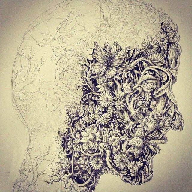 homme masque en fleurs