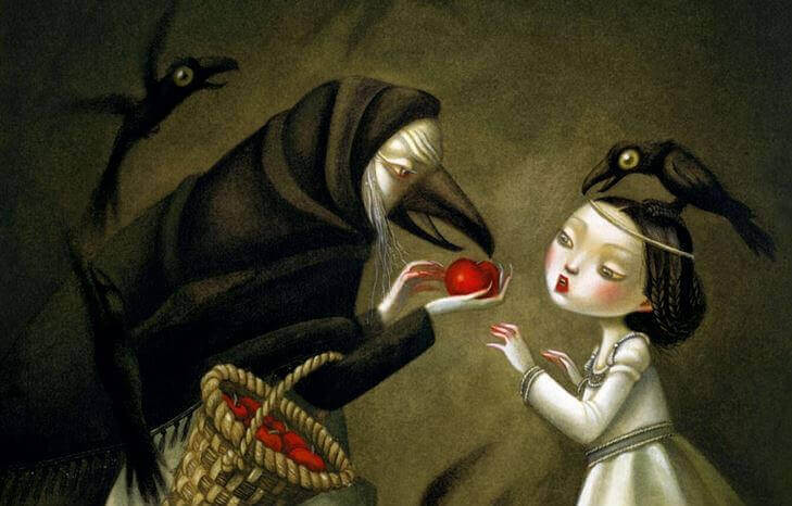 Sorciere-donnant-la-pomme-empoisonnee-a-blanche-neige