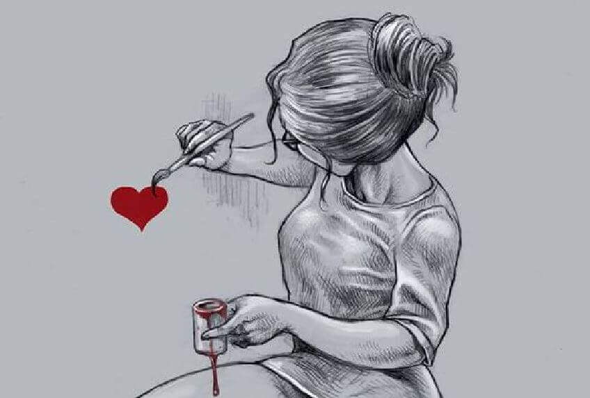 femme-peignant-un-coeur