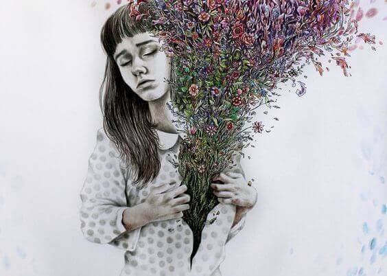 mujer-con-flores-en-la-camisa