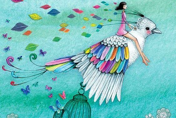 femme-sur-oiseau