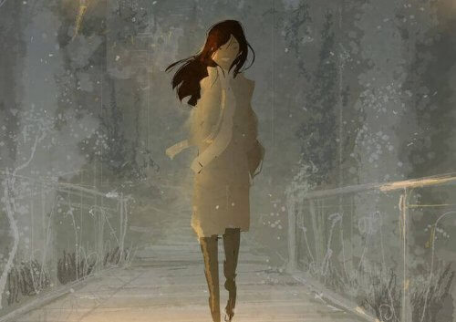 mujer-andando-feliz-por-recordar-el-amor