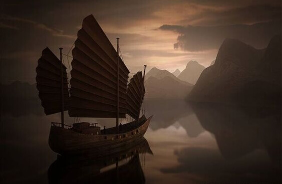 mort caractérisée par un bateau aux voiles sombres