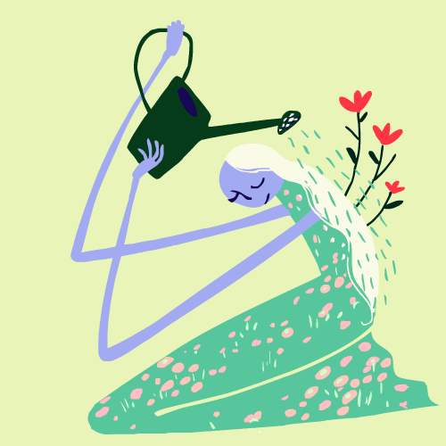 femme optimiste qui se cultive elle-même
