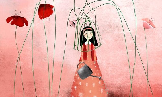 fille et fleurs