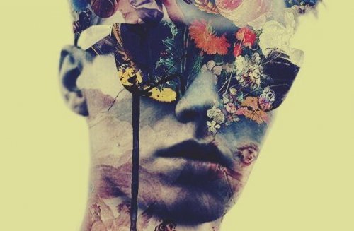 garçon intimidant avec fleurs
