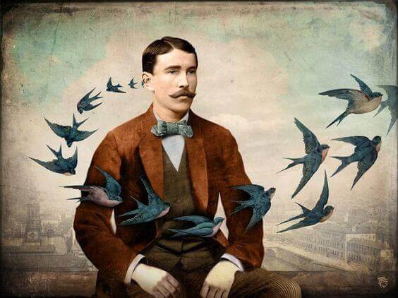 homme et oiseaux