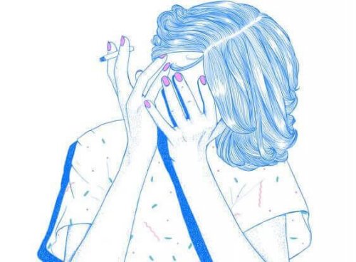 jeune fille qui a l'habitude de fumer