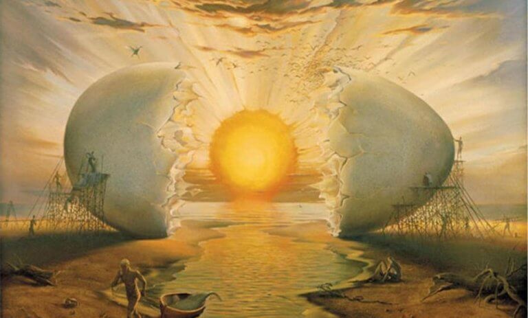 oeuf simulant le lever du soleil