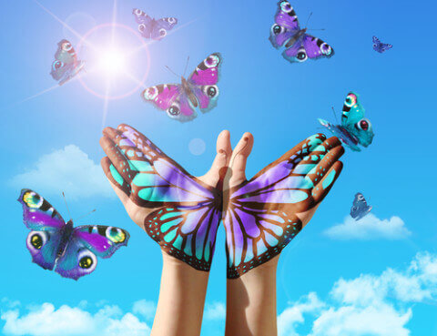 mains et papillons