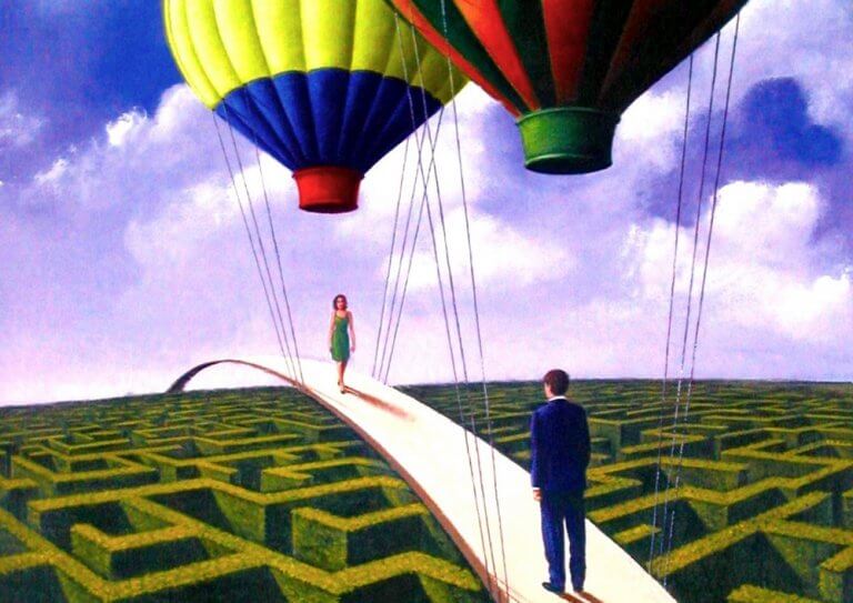 homme femme et montgolfières 