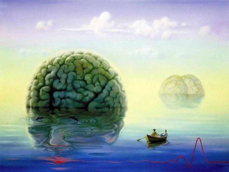 cerveau géant au milieu de la mer